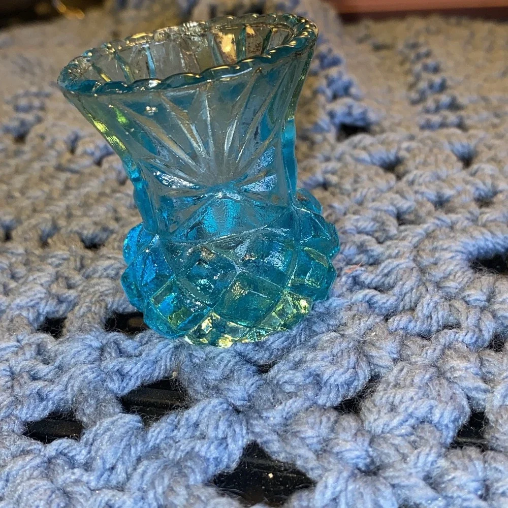 Vintage Fostoria for Princess House‎ Blue Royal Toothpick Holder Bud Vase